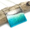 Seascape Beach Necklace - Sterling Silver & Aqua Blue Green Enamel