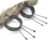 Wabi Sabi Hoop Earrings, 3" Long Black Oxidized Sterling Silver Earrings