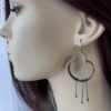 Wabi Sabi Hoop Earrings, 3" Long Black Oxidized Sterling Silver Earrings - Image 3