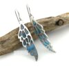 SOLD Plique-à-Jour Earrings - Long Fine Silver & Enamel Wings - Blue/Pink
