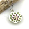 Plique-a-jour Necklace - 18K Gold & White Sapphire - Pink/Green - Image 2