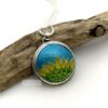 Sunflower Cloisonné Necklace - 22K Gold, Enamel & Sterling Silver