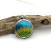 Sunflower Cloisonné Necklace - 22K Gold, Enamel & Sterling Silver - Image 2