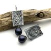 SOLD Pearl Earrings - Oxidized Sterling Silver &  24K Gold - Image 3