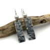 Oxidized Silver Dangle Earrings with Freshwater Pearls, Wabi-Sabi Rectangle Earrings - Image 2